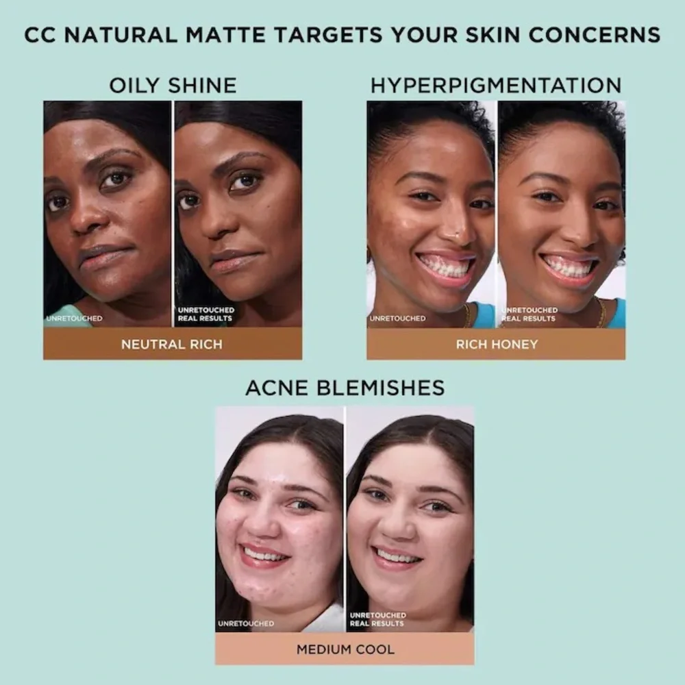 IT Cosmetics CC+ Cream Natural Matte Foundation with SPF 40 Rich Honey, NEW